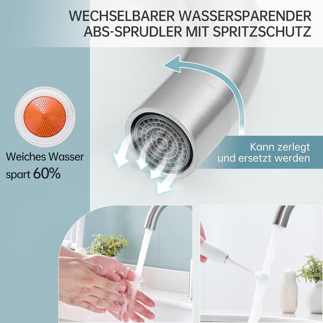 Detalle 2 de Fransiton Wasserhahn 360° Drehbar Edelstahl