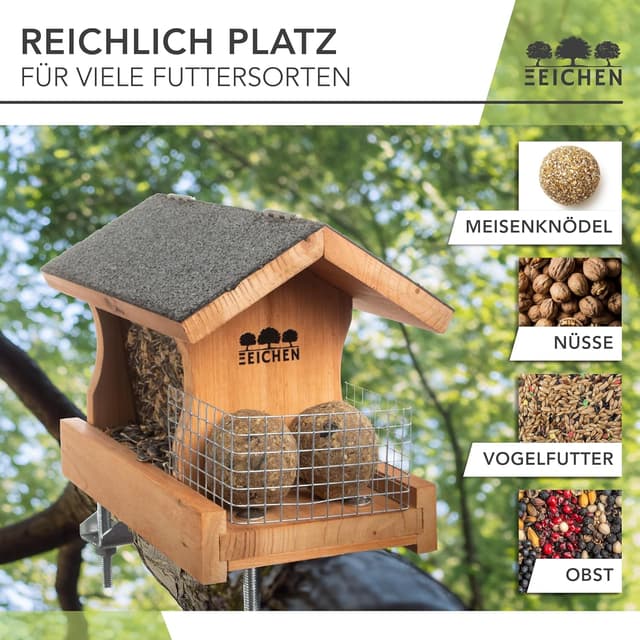 Thumbnail 4 de Drei Eichen Vogelfutterhaus mit 2 Balkonhalterungen 🐦