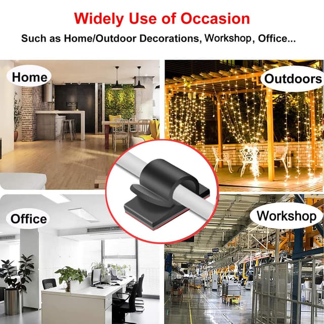 Thumbnail 4 de Tomario V2 Cable Clips Self Adhesive (40PCS) for desk, wall and workshop cable management