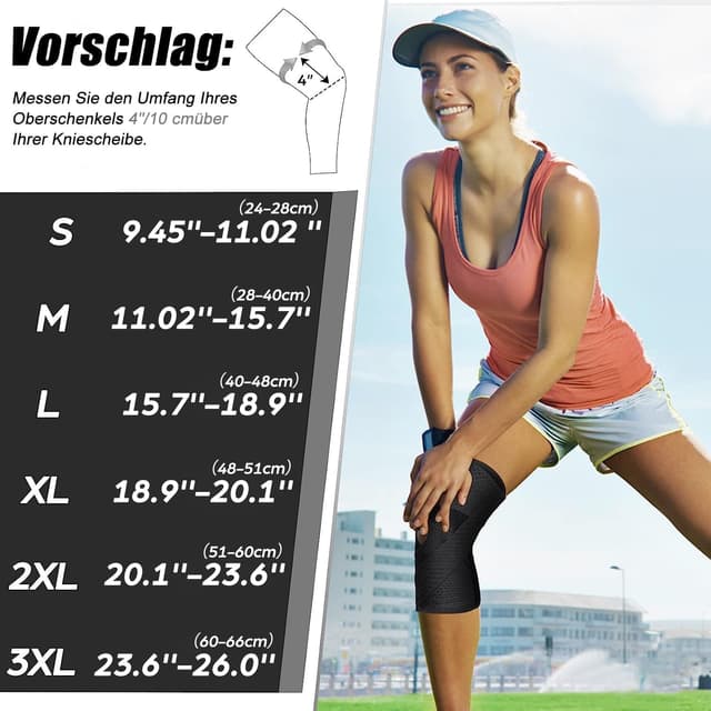 Detalle de NEENCA Knieschütze Kniestütze bei Knieschmerzen – Kompressions-Kniebandage mit Luftgitterstoff und seitlicher Stabilisierung