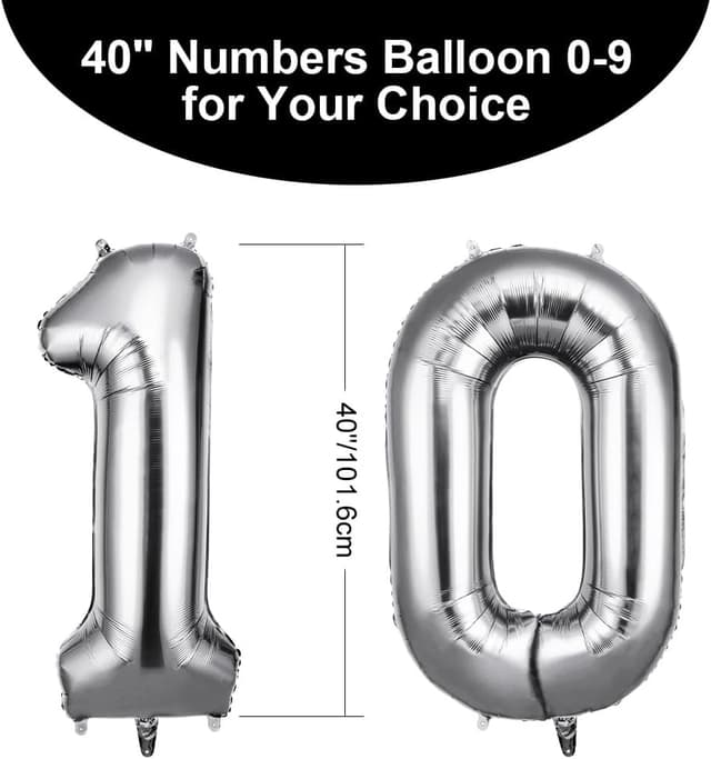 Thumbnail 1 de OFFCUP Zahlen Luftballon 10 Silber