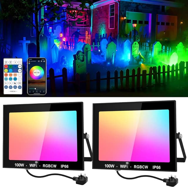 Detalle de NATPOW LED Flood Lights RGB 100W Outdoor Colour Changing