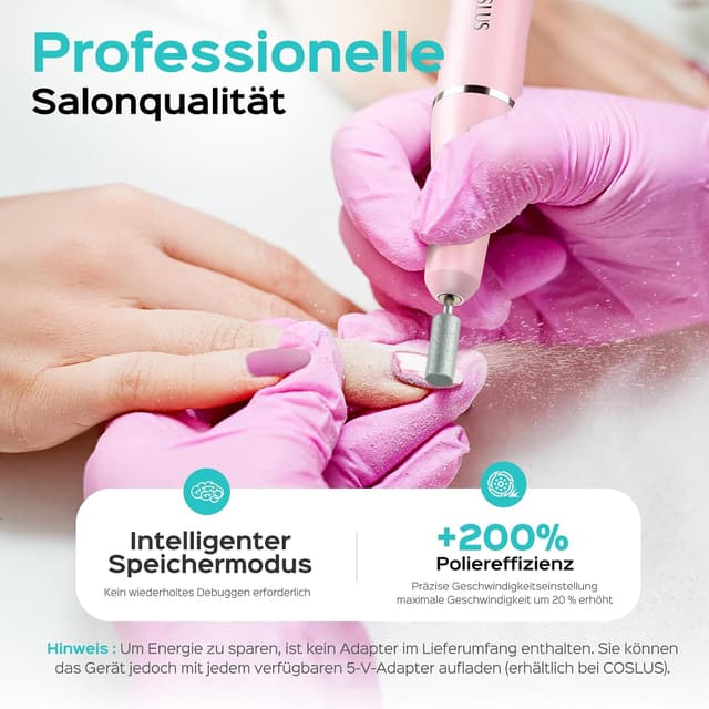 Detalle 2 de COSLUS Nagelfräser Kabellos 6 h Akku