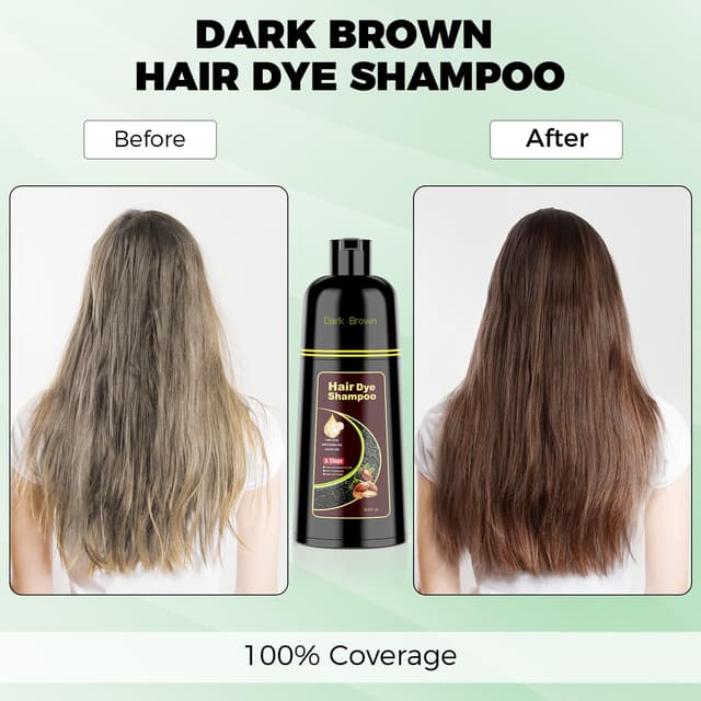 Detalle de KAISASA Dark Brown Hair Dye Shampoo 3-in-1 (16.9 fl. oz) for Covering Gray Hair
