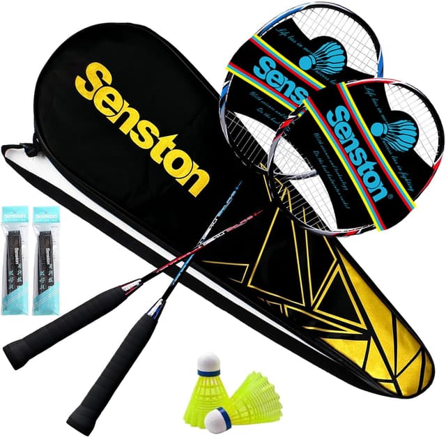 Detalle de Senston 2 Pieces Badminton Set (lightweight 100% graphite shaft) with bag, 2 shuttles and 2 overgrips