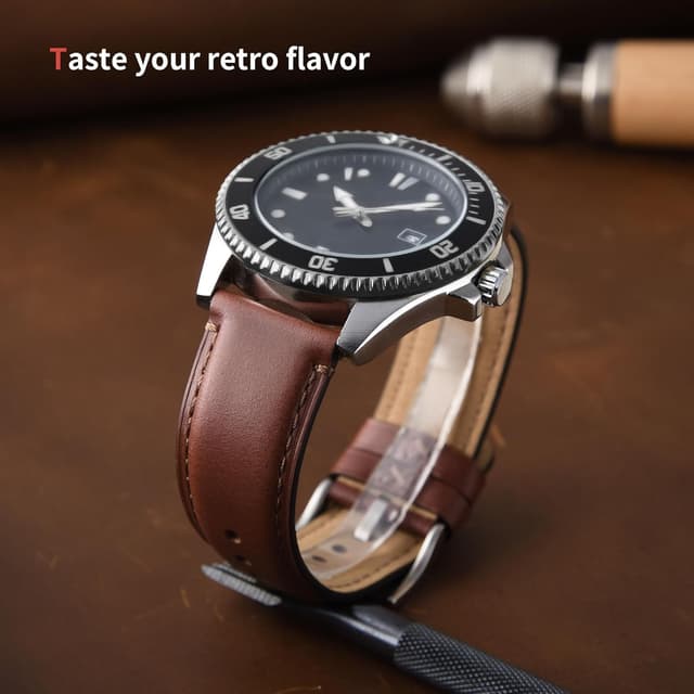 Detalle 2 de Fullmosa Correa de Reloj 18–22 mm cuero liberación rápida