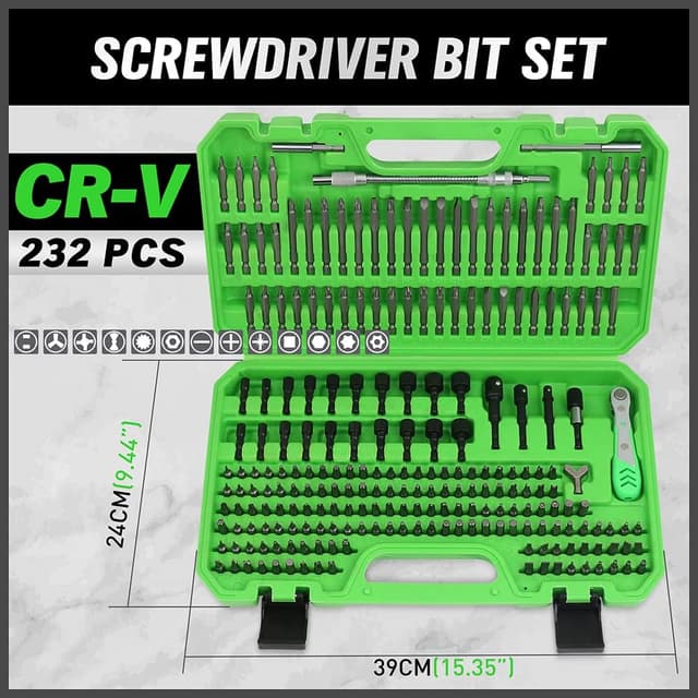 Detalle 2 de SWANLAKE 232-piece security screwdriver bit set with ratchet, nut driver and magnetic holders