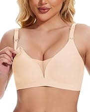 Detalle de Jiuday Still-BH ohne Bügel für große Brüste: nahtloser Spitzen Nursing-BH (mit Stillhaltegurt)