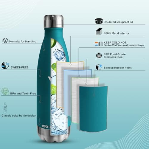 Detalle de Vikaster Botella 500 ml termo inoxidable, 12H/24H