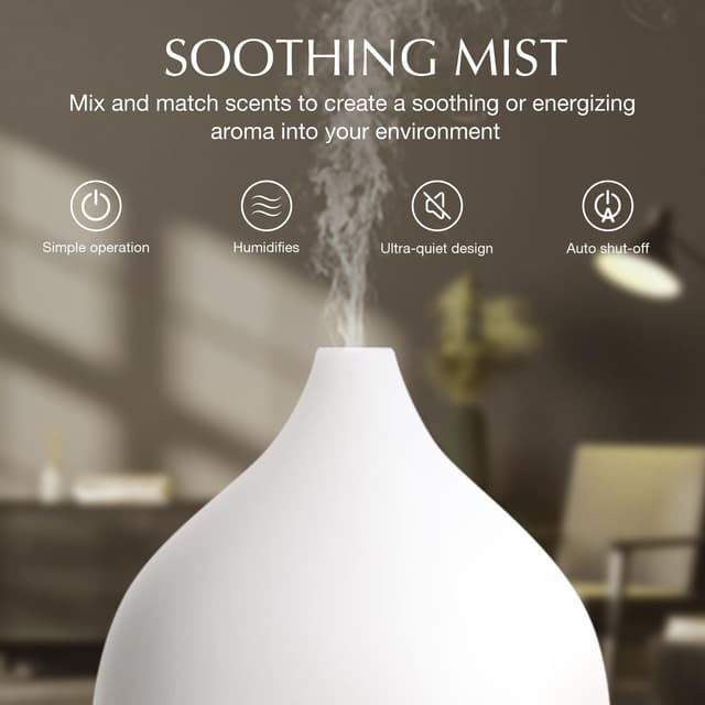 Detalle de SALKING Diffusore di oli essenziali 100 ml con 8 LED e spegnimento automatico (senza BPA) bianco