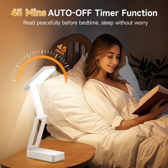 Detalle de One Fire Lampe de bureau sans fil rechargeable OneFire 6000 mAh, pliable portable (3 températures, 10 niveaux) blanc