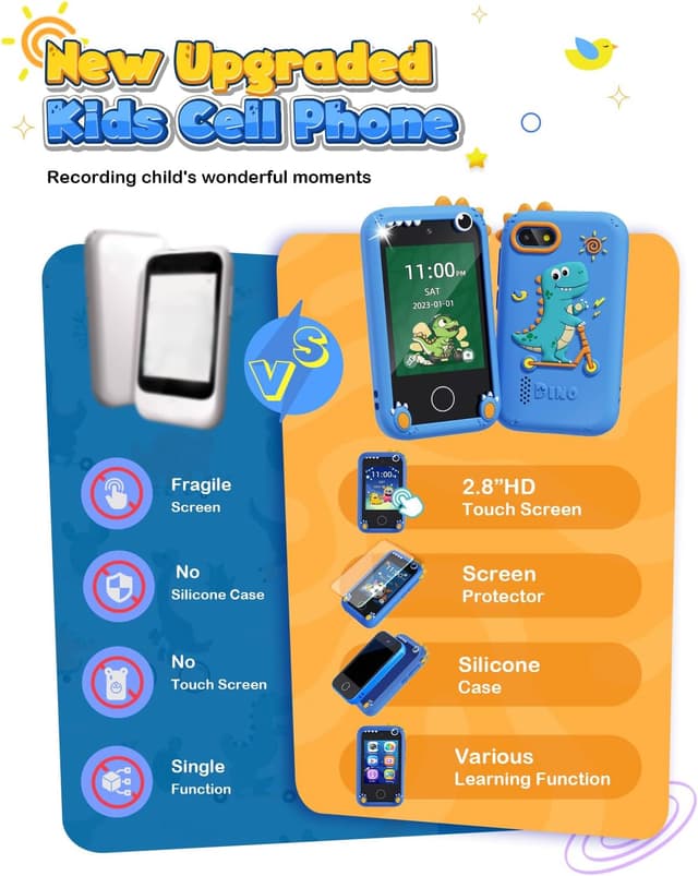 Thumbnail 6 de BAISIQI Kids Smart Phone (Dinosaur Phone) for Boys 3–8 with Dual Camera & 2.8" Touchscreen