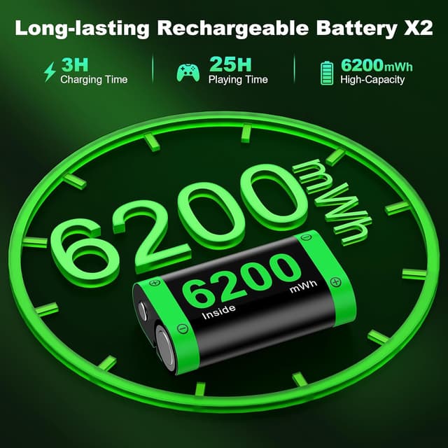Detalle de Xbox controller battery pack 2x6200mWh