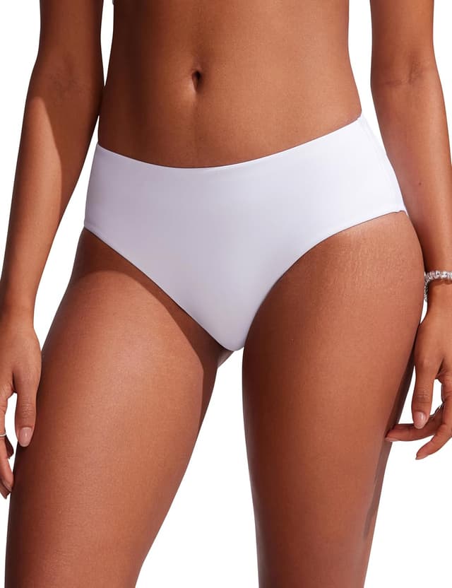Detalle 2 de CRZ YOGA bas de bikini femme : slip de bain basique mi-hauteur, tissu lisse à séchage rapide