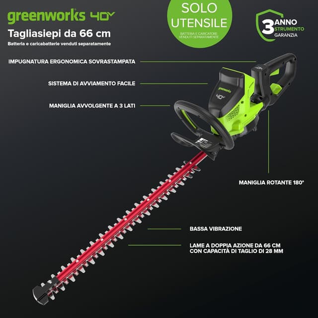 Thumbnail 1 de Greenworks GD40HT66 Tagliasiepi 66 cm