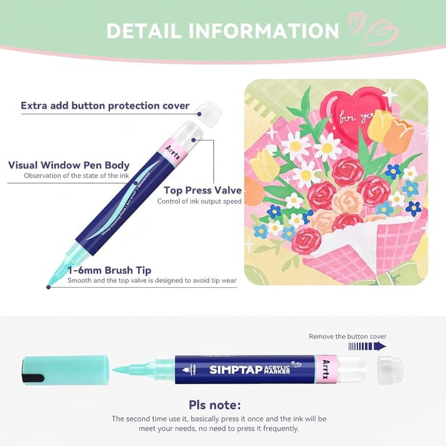 Thumbnail 3 de Arrtx Simptap Top Valve Action 48 colores para pintar piedras