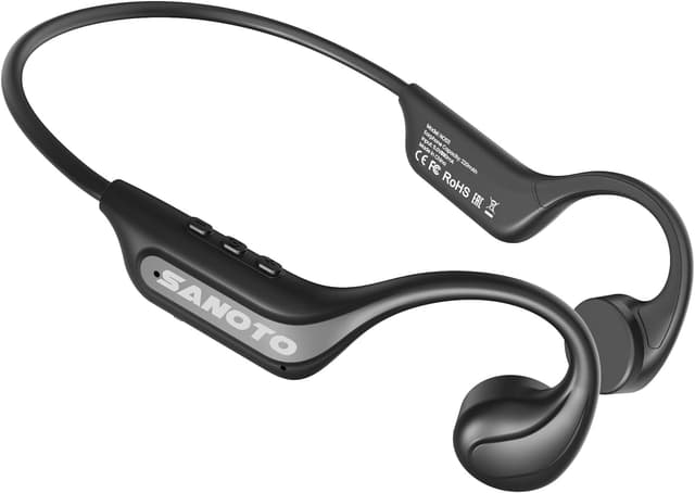 Detalle de SANOTO Bone Conduction Headphones Bluetooth Open Ear with Mic (Bone Conduction, IP65, EQ switching)