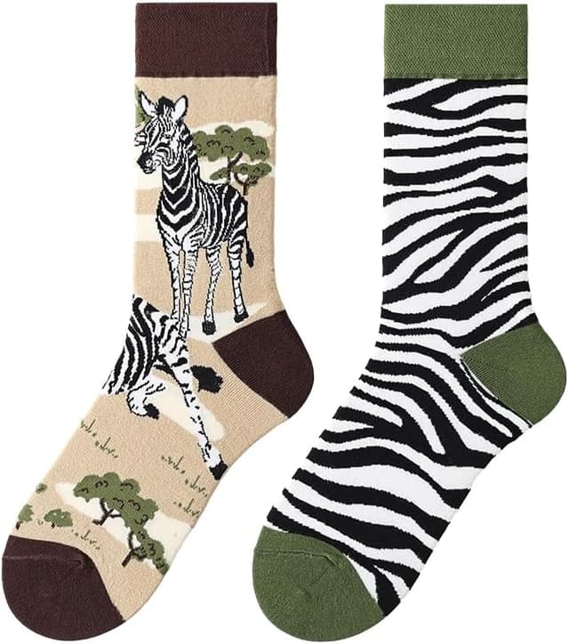 Detalle de NxnChc Lustige Socken mit Tier-Motiven (unisex) – asymmetrisches Design links/rechts aus Baumwollmix