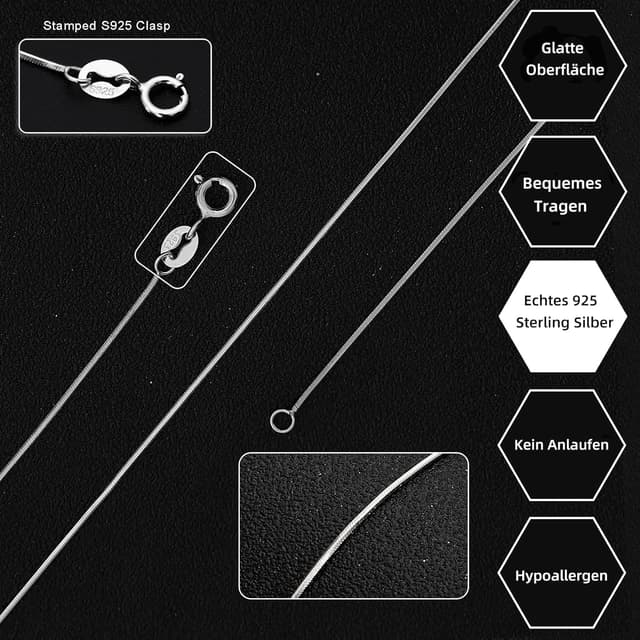 Detalle de FUNEIA 925 Sterling-Silber Kette Damen – verstellbare Halskette 40–60 cm, ohne Anhänger
