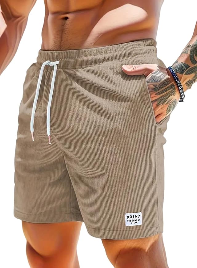 Detalle de Vorvowry Mens summer shorts, linen cotton blend