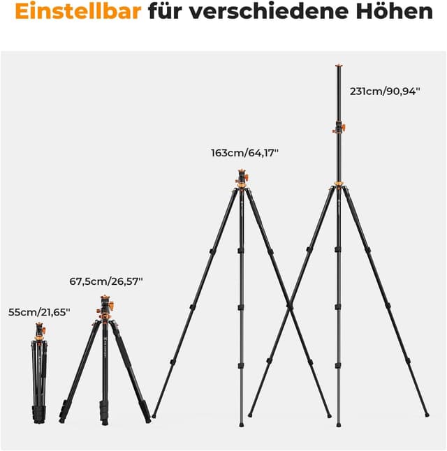 Thumbnail 6 de K&F CONCEPT Videostativ Fluidkopf, 231 cm