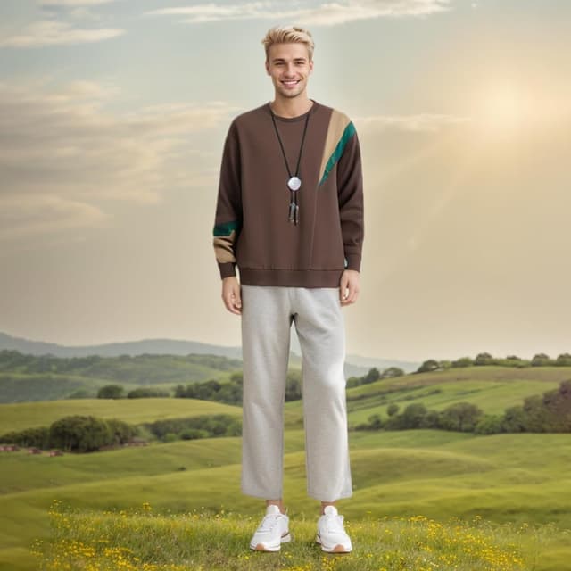 Detalle 2 de Herren Sweatshirt Rundhals Covisoty 80 % Baumwolle