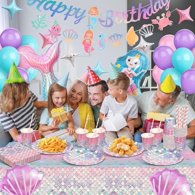 Detalle 1 de yosiio Meerjungfrau Partygeschirr Set 7 Zoll