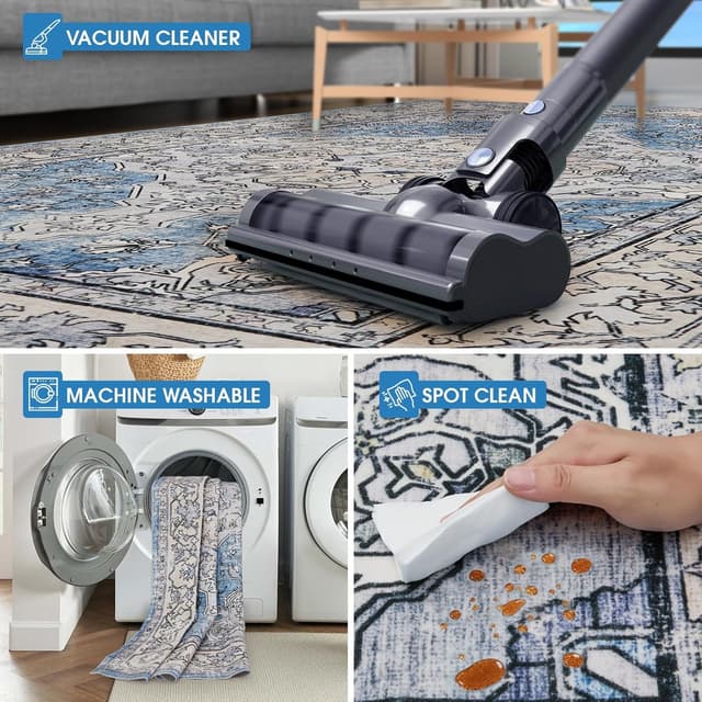 Thumbnail 6 de Tapis salon vintage Vasip, poil ras lavable en machine 160x230 cm