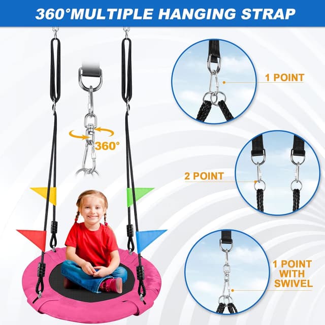 Detalle de Odoland 24 Kids Tree Swing, 900D Fabric