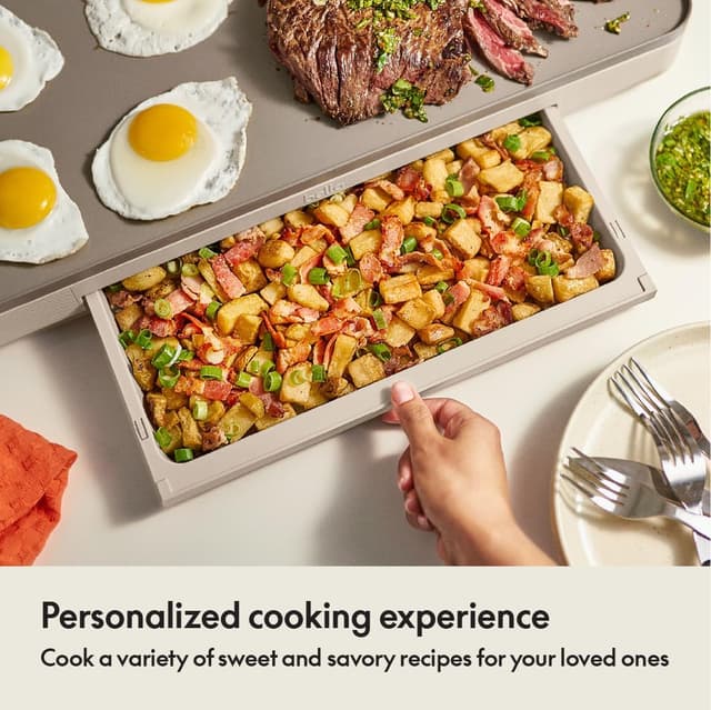 Detalle de bella 12" x 22" Electric Griddle with Warming Tray (EverGood™ Ceramic Nonstick & Removable Temp Probe)