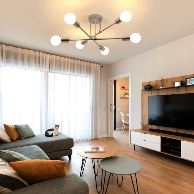 Thumbnail 4 de Comely Lamparas Sputnik Vintage, Cromo, 6 Luces, Ángulo Ajustable 😊