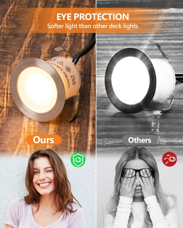 Detalle de HIBOITEC 1Pack Decking Light Warm White LED Plinth Light (IP67, Power Adapter not included)