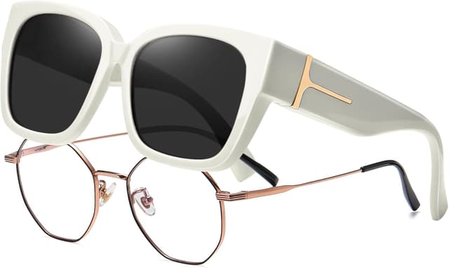 Detalle de KANASTAL Übergröße Überzieh-Sonnenbrille für Brillenträger (Fit Over) – quadratisch, polarisiert, UV400