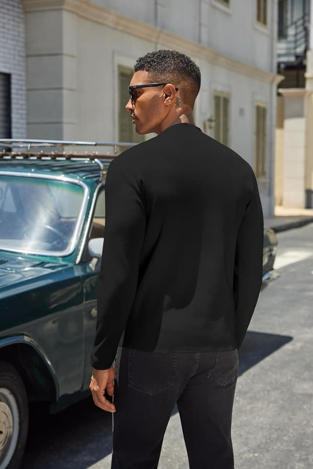 Detalle 2 de COOFANDY T-shirt à col montant homme à manches longues : thermique et élégant pour l’hiver