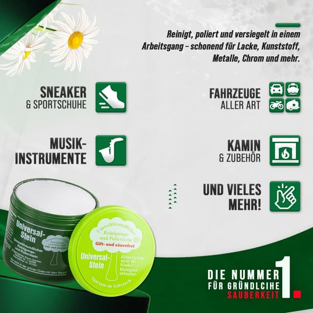 Detalle de Universal-Zielinsky Universal-Stein (grüner Stein) als Putzstein in der Haushaltsdose – 900 g