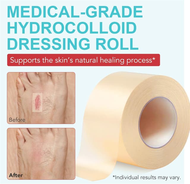 Detalle 2 de Hydrocolloid Bandages Roll (5cm × 3.6m) waterproof dressing tape – flexible, latex-free wound care