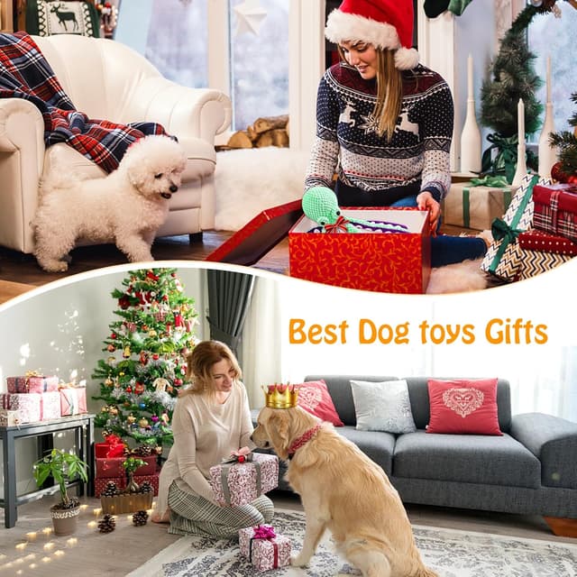 Detalle de Fuufome Large Squeaky Dog Toys (Plush, 13.5-inch) — Chew, Fetch & Tug Plush for Small to Large Dogs