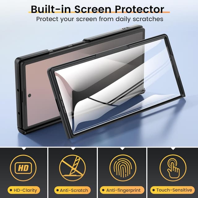 Detalle 2 de VEGO for Galaxy Z Fold 7 Case (Slide Camera Cover + Built-In Screen Protector, 360° Kickstand) - Black