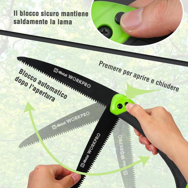 Thumbnail 1 de WORKPRO Sega da potatura pieghevole 180 mm con chiusura di sicurezza e taglio a triplo dente