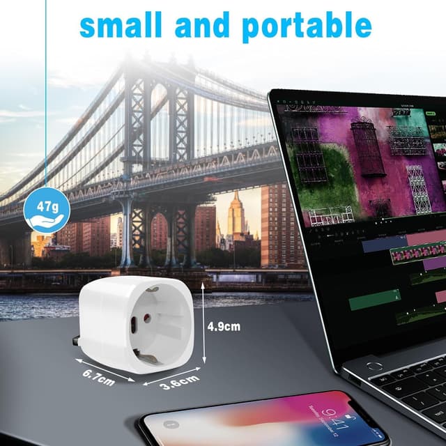 Detalle de 2er-Pack Reiseadapter UK (Typ G) für England/Deutschland – Travel Adapter mit kompaktem Steckformat