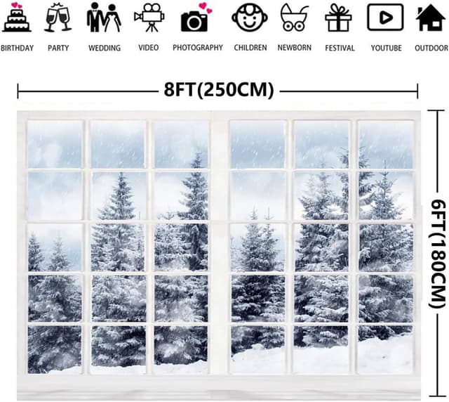 Thumbnail 1 de Aisnyho Winter Snow Scene Backdrop 8x6ft 🎞