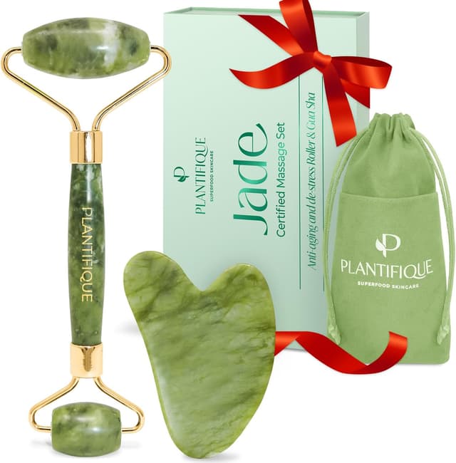 Imagen de PLANTIFIQUE Rullo di giada viso con Gua Sha — kit massaggio 🧖♀ en OfertitasTOP