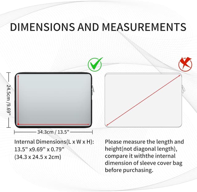 Detalle de RAINYEAR 14 Inch Laptop Sleeve Protective Case (Black) with Soft Lining & Padded Carrying Bag