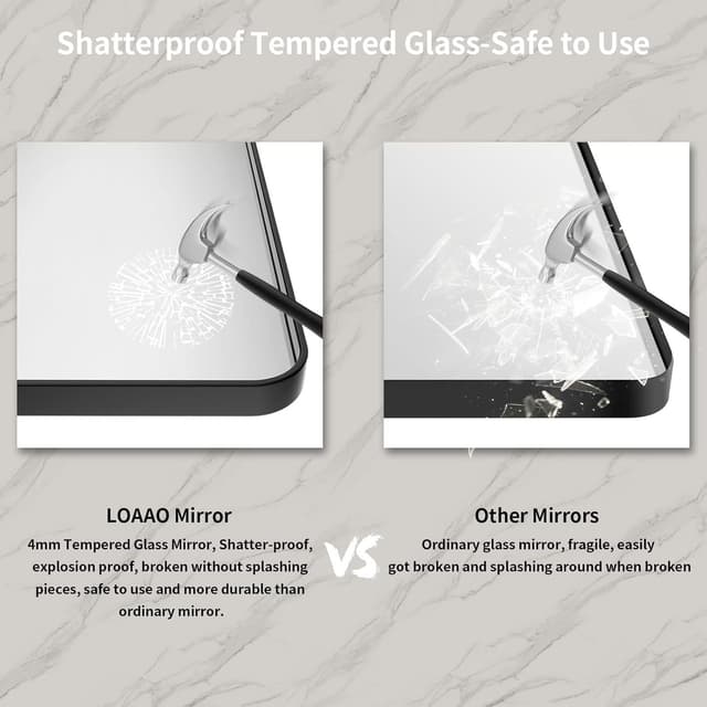 Thumbnail 5 de LOAAO 30 x 36 Inch Bathroom Vanity Mirror, Metal Frame 🪞