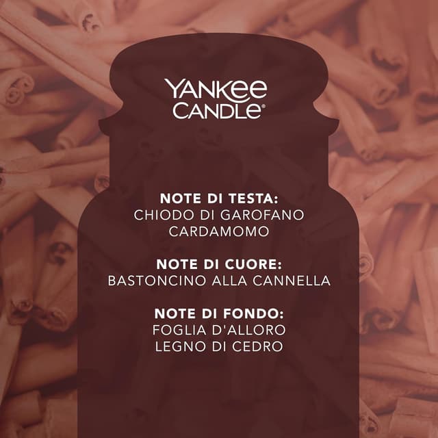 Detalle 2 de Yankee Candle Candela profumata in giara grande alla cannella (bastoncino di cannella) con durata fino a 150 ore