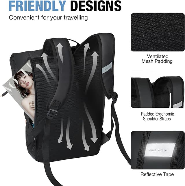 Detalle de Lekeinchi rolltop laptop backpack 19 inch