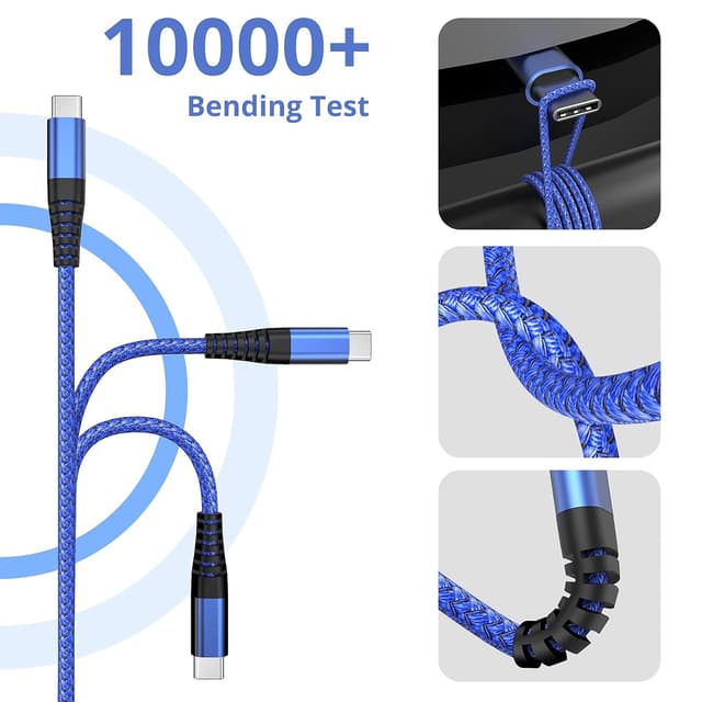 Detalle 2 de Ankoda USB-C Kabel 3er-Set (1,8 m) mit QC 3.0 Schnellladung – USB-A auf USB-C