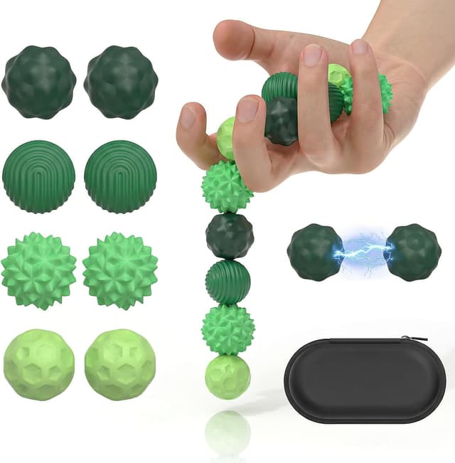 Detalle de CNMTCCO 8 magnetische Fidget Toys aus Silikon – leise Sensorik-Bälle (Grün)