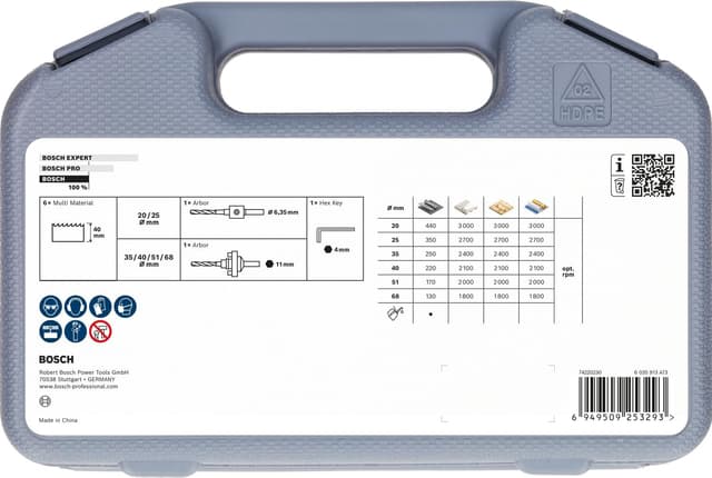 Detalle 2 de Set di seghe a tazza Multi Material Bosch 9x (filettate) per fori su acciaio e cartongesso