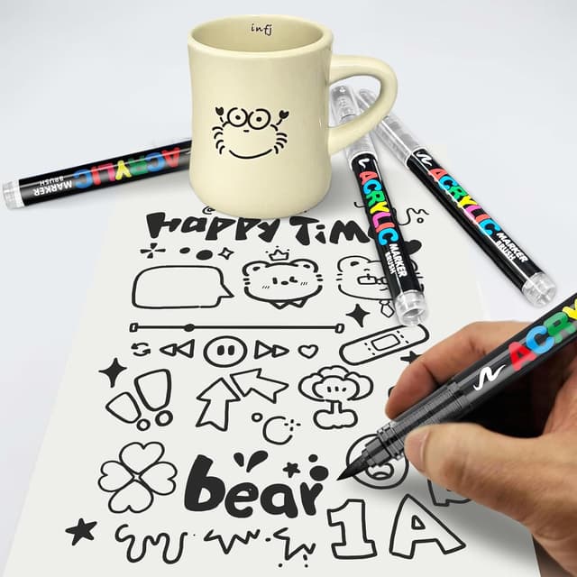 Thumbnail 4 de VAKKI 12 PCS Negro rotuladores acrílicos 1-6 mm